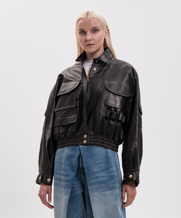 Balmain Чорна шкіряна куртка HF1TFA85LE35 зображення 3