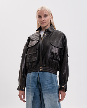 Balmain Чорна шкіряна куртка HF1TFA85LE35