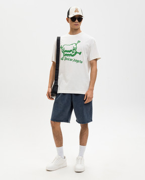 Palm Angels Біла футболка з контрастним принтом Skull PMAA109S26JER004