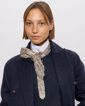 Brunello Cucinelli Бежевый галстук Dazzling Craquelé Embroidery MRKR12279