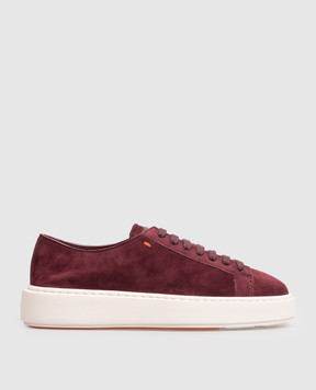 Santoni Бордовые замшевые кеды WBCD61322BARTTOY