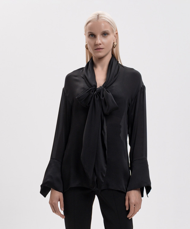 Balmain Чорна блуза із шовку HF1HS490SB04 зображення 3