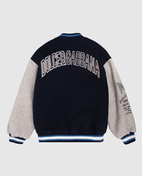 Dolce&Gabbana Дитячий синій бомбер з вовною з логотипом L42B87G7PCY