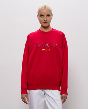 Saint Laurent Рожевий світшот з вишивкою логотипа 873600Y36ZO