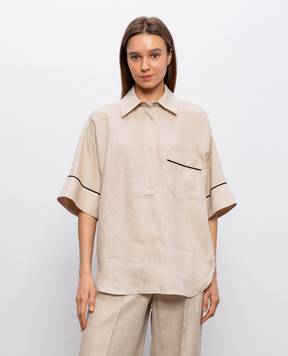 Agnona Бежева сорочка з льону TD1109YU3049