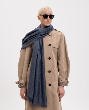 Brunello Cucinelli Синий палантин с кашемиром и шелком с люрексом MSCDAR097P