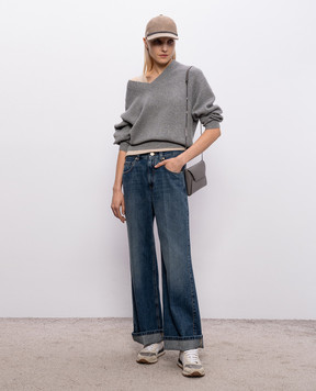 Brunello Cucinelli Бежева майка з ланцюжком моніль MPTC8BJ312