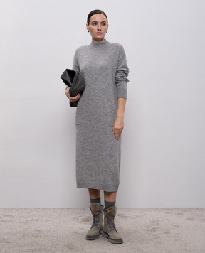 Peserico Сіра сукня з вовни, шовку і кашеміру з ланцюжком моніль S92217F079018F