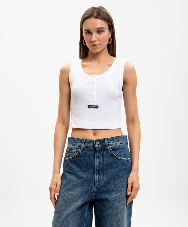 Dolce&Gabbana Білий топ з ґудзиками F8W42TFU7AV зображення 3