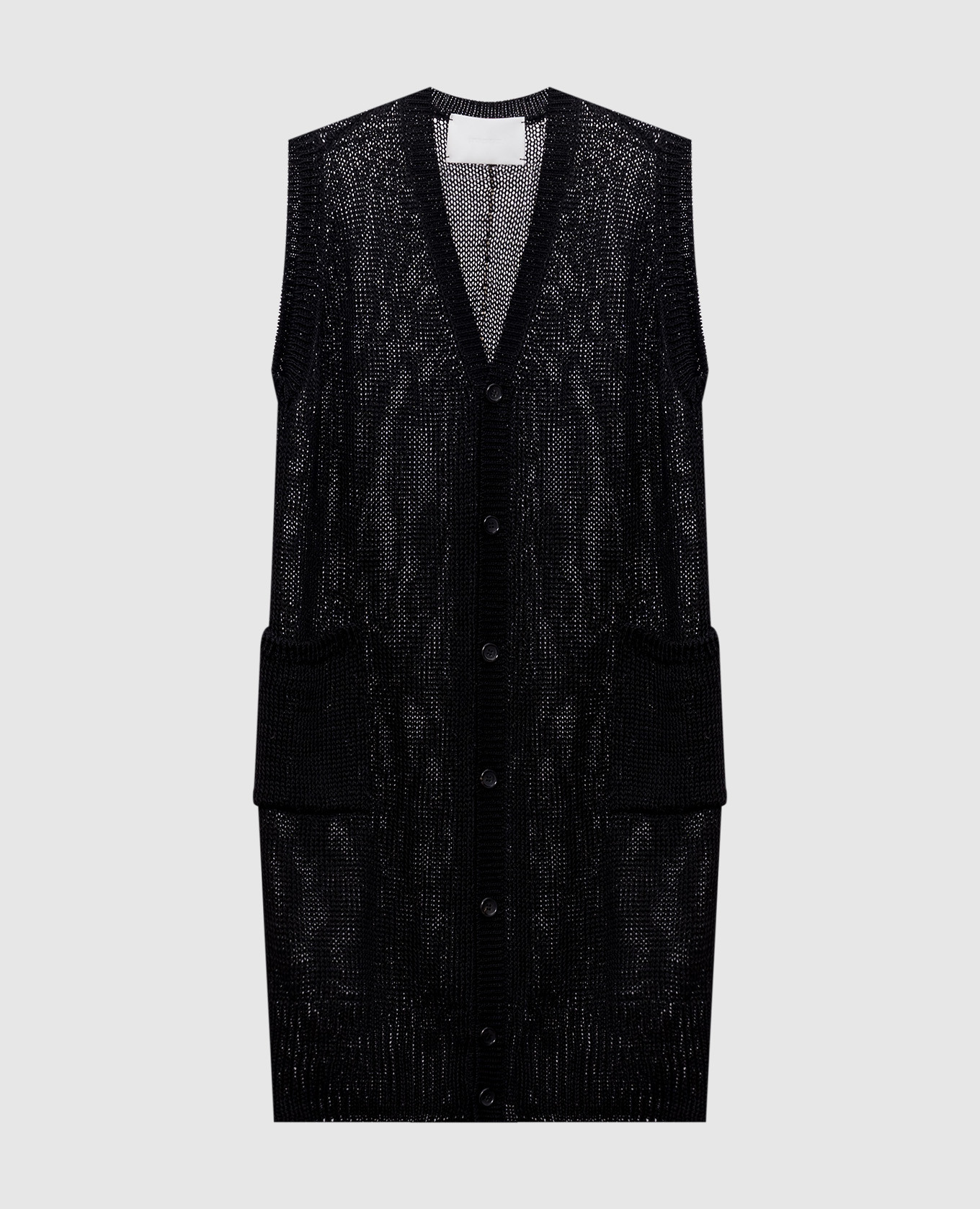 Черный удлиненный жилет из льна