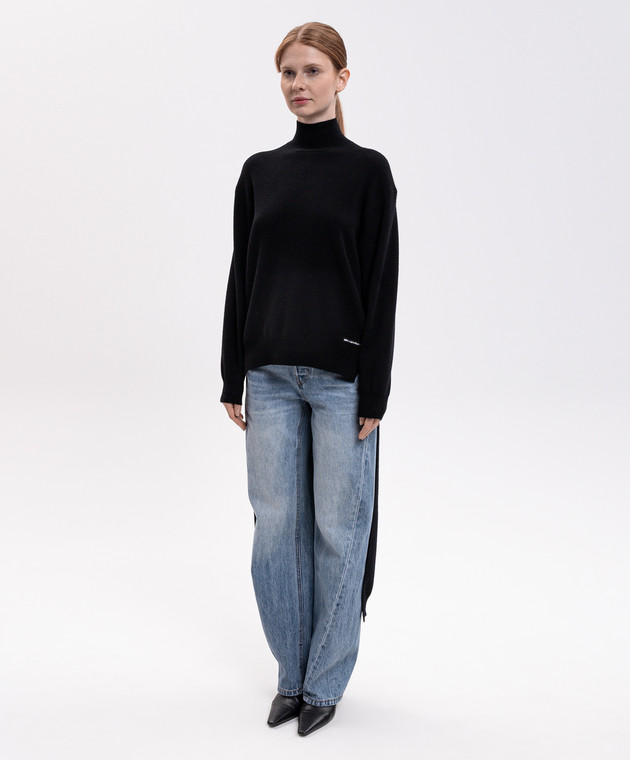 Alexander Wang Черный ассиметричный свитер с шерстью 1KC4261020 изображение 3
