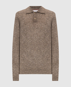 Brunello Cucinelli Коричневое поло с шерстью альпаки и кашемиром MTF709905