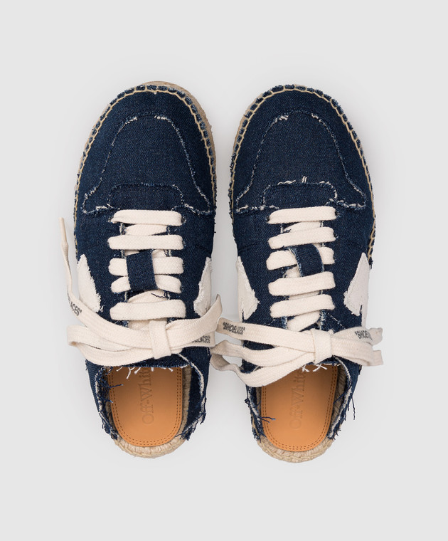 Off-White Синие кроссовки-мюли с нашивкой эмблемы OWIB019S26DEN001 изображение 4