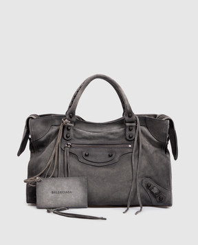 Balenciaga Серая замшевая сумка Le City 8657602ACNH
