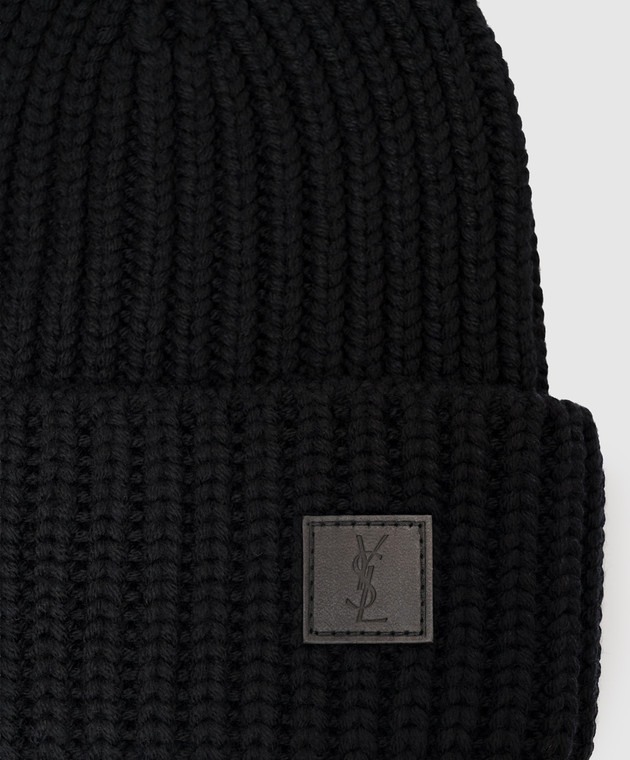 Saint Laurent Черная шапка из шерсти A0045W3Y206 изображение 3