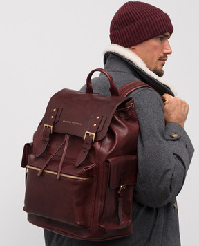 Brunello Cucinelli Бордовый кожаный рюкзак с логотипом MBCIBU356