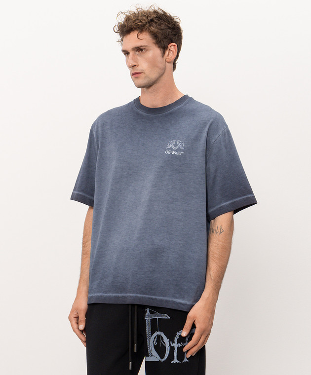Off-White Голубая футболка с принтом логотипа 44MAA120F26J01F изображение 3