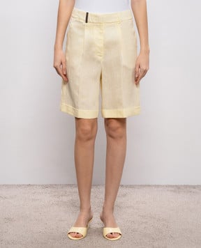 Peserico Жовті шорти з льону з патчем та ланцюжком P0432102647