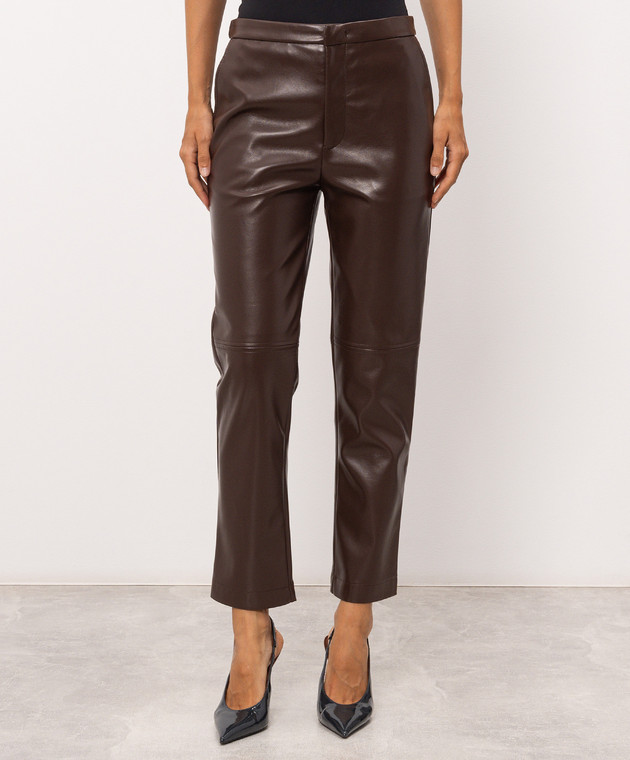 Twinset Коричневые брюки с фактурным логотипом 262TP2053 изображение 3