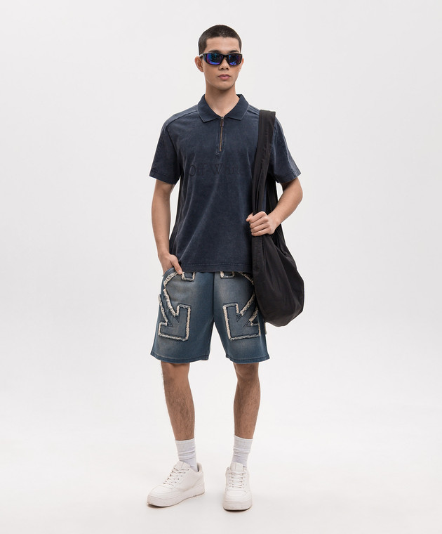 Off-White Сині шорти з нашивкою емблеми 44MCI013S26D002 зображення 2