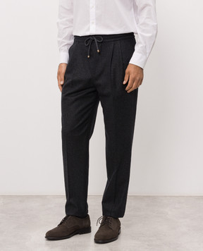 Brunello Cucinelli Темно-серые брюки из шерсти M038PE1710