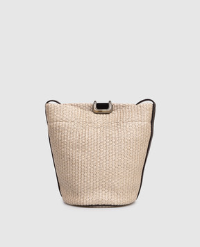 Brunello Cucinelli Бежева сумка бакет-бег з рафії MB96D2800