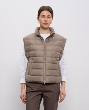 Peserico Коричневый пуховый жилет с цепочкой мониль A0346006957