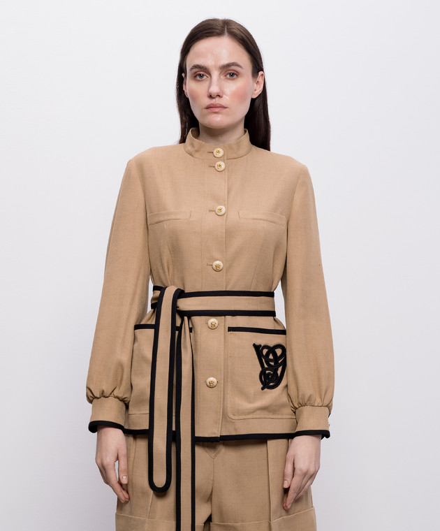 Valentino Коричневий жакет з льоном 8B3CJ3T69EK зображення 3