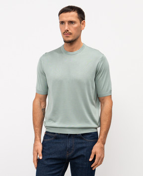 Stefano Ricci Зеленая футболка из шелка с вышивкой логотипа K616215G10F26101