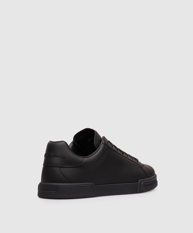 Dolce&Gabbana Черные кожаные кроссовки Portofino Light с логотипом CS2332A1065 изображение 3