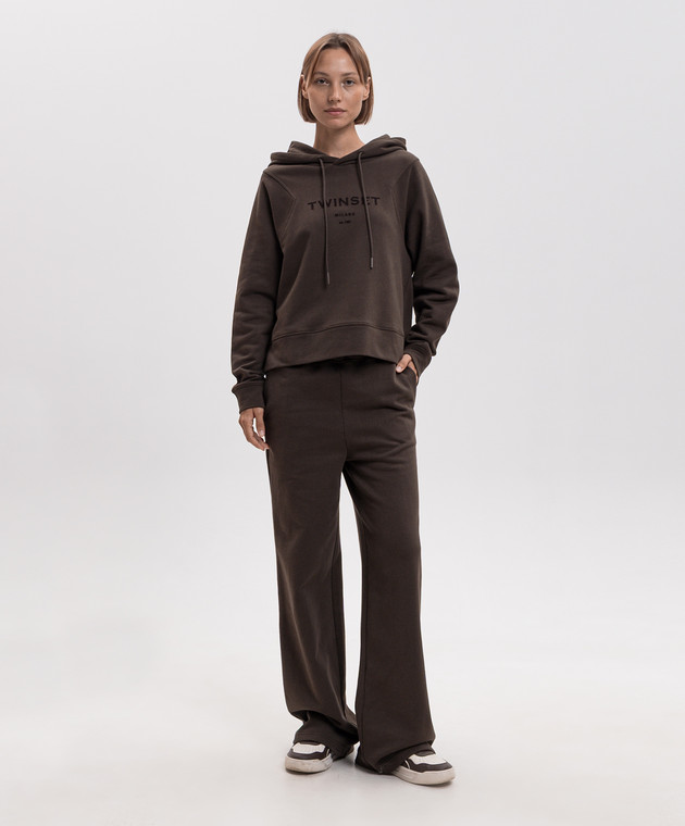 Twinset Коричневый спортивный костюм с фактурным принтом логотипа 262TP272B изображение 2
