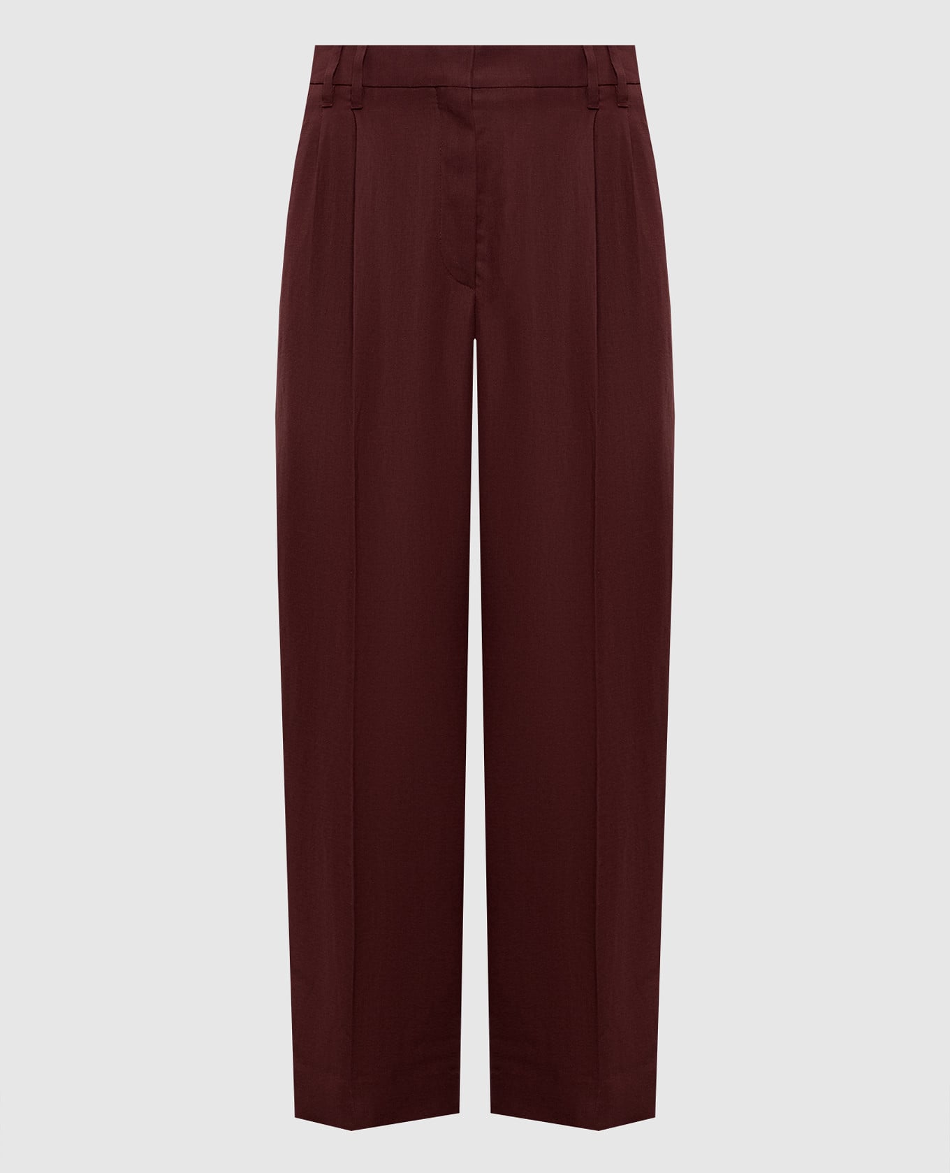 Бордовые брюки с льном