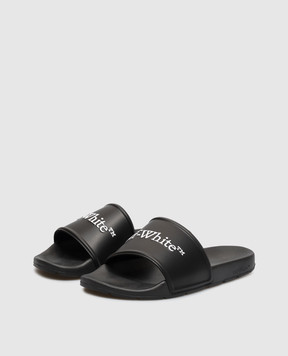 Off-White Чорні слайдери з контрастним логотипом OF06097001