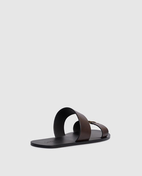 Saint Laurent Коричневі шкіряні шльопанці BABYLONE 863524DWETT