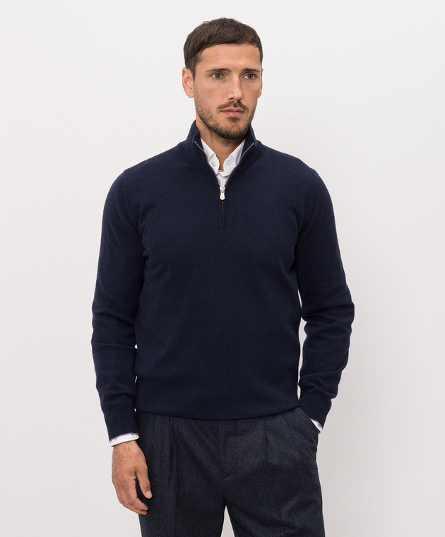 Brunello Cucinelli Джемпер синего цвета из кашемира M2200124 изображение 3