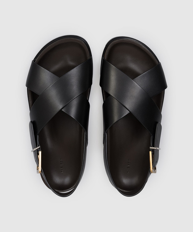 The Row Чорні шкіряні сандалі F1462L822 зображення 4