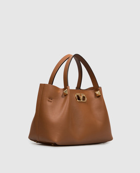 Valentino Коричневая кожаная сумка-тоут с логотипом VLogo 9W2B0T83WLA