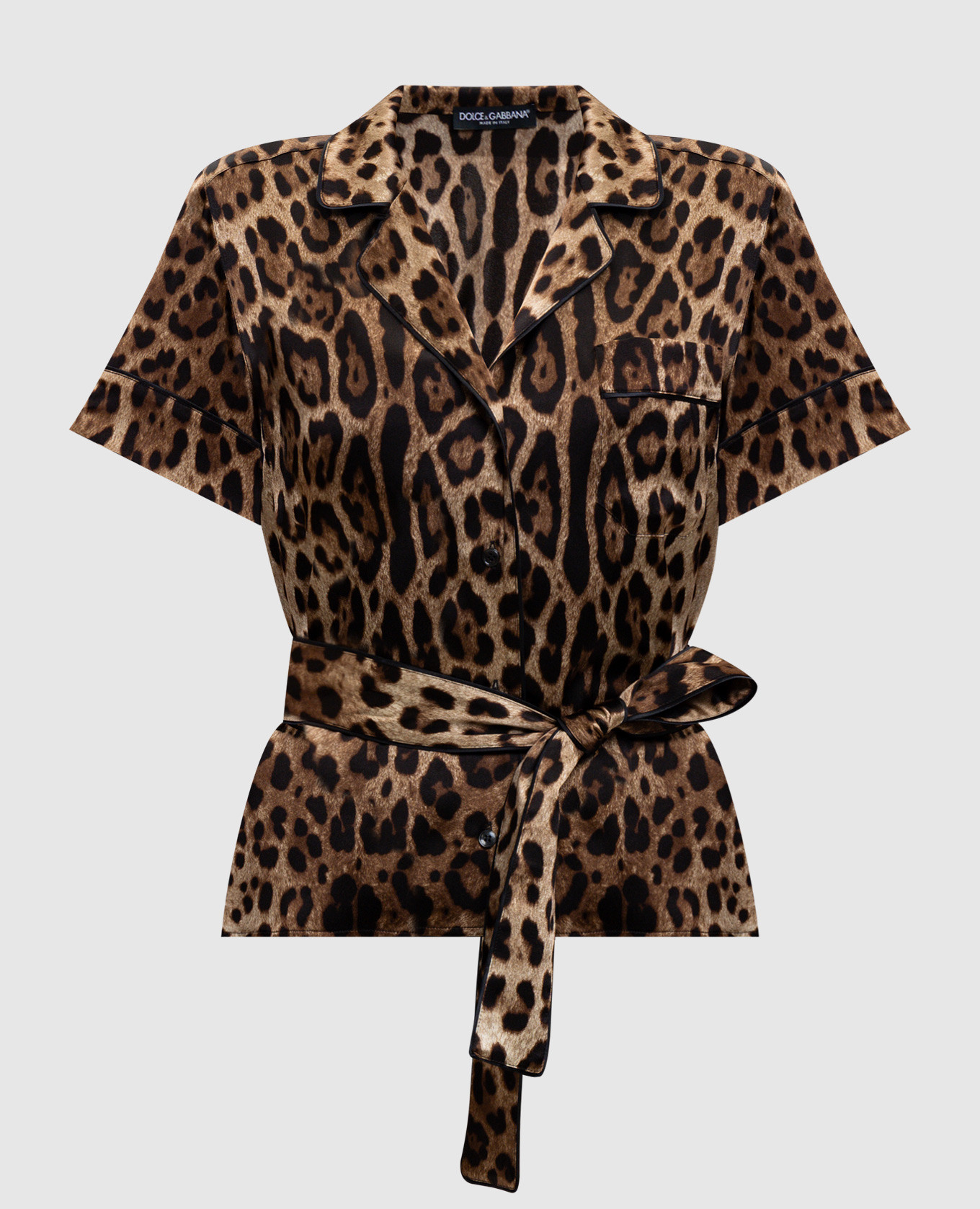 Коричневые блузки из шелка в анималистичный принт