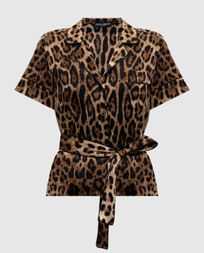 Dolce&Gabbana Коричневые блузки из шелка в анималистичный принт F5G67TFSAXY