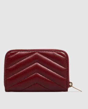 Saint Laurent Бордовый кожаный стеганый кошелек Cassandre 863727AAEAX