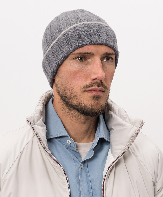 Brunello Cucinelli Серая шапка из кашемира M2240900 изображение 2