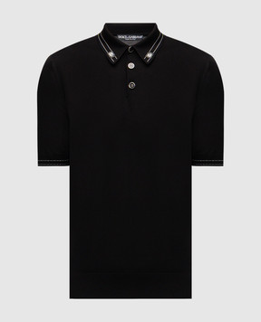 Dolce&Gabbana Чорне поло із шовку з монограмою логотипа DG GXZ02TJBSOI