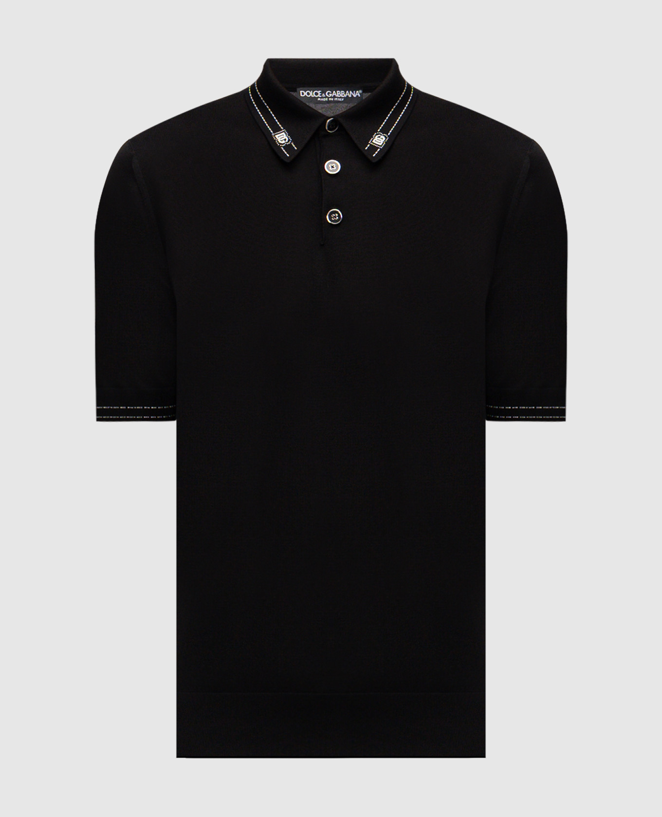 

Черное поло из шелка с монограммой логотипа DG, Черный, Поло