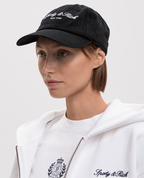 Sporty & Rich Чорна кепка з вишивкою логотипа AC04071329BA02
