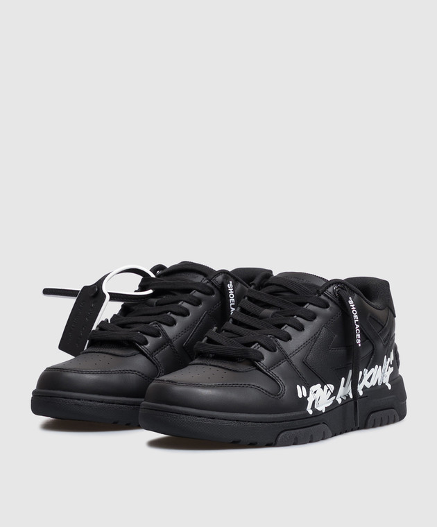Off-White Чорні шкіряні кросівки Out Of Office 