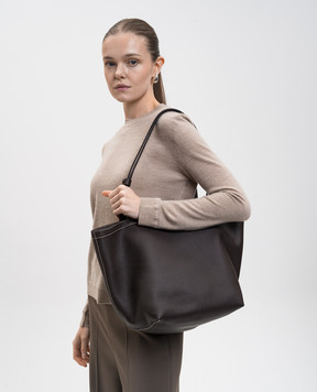 The Row Коричневая кожаная сумка-тоут с логотипом W1893L624