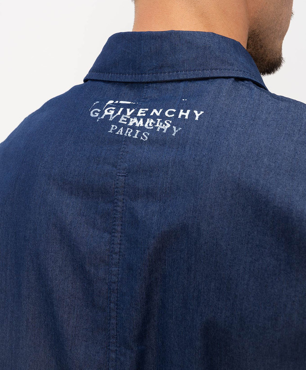 Givenchy Синя сорочка з вишивкою логотипа BM617Q517D зображення 5