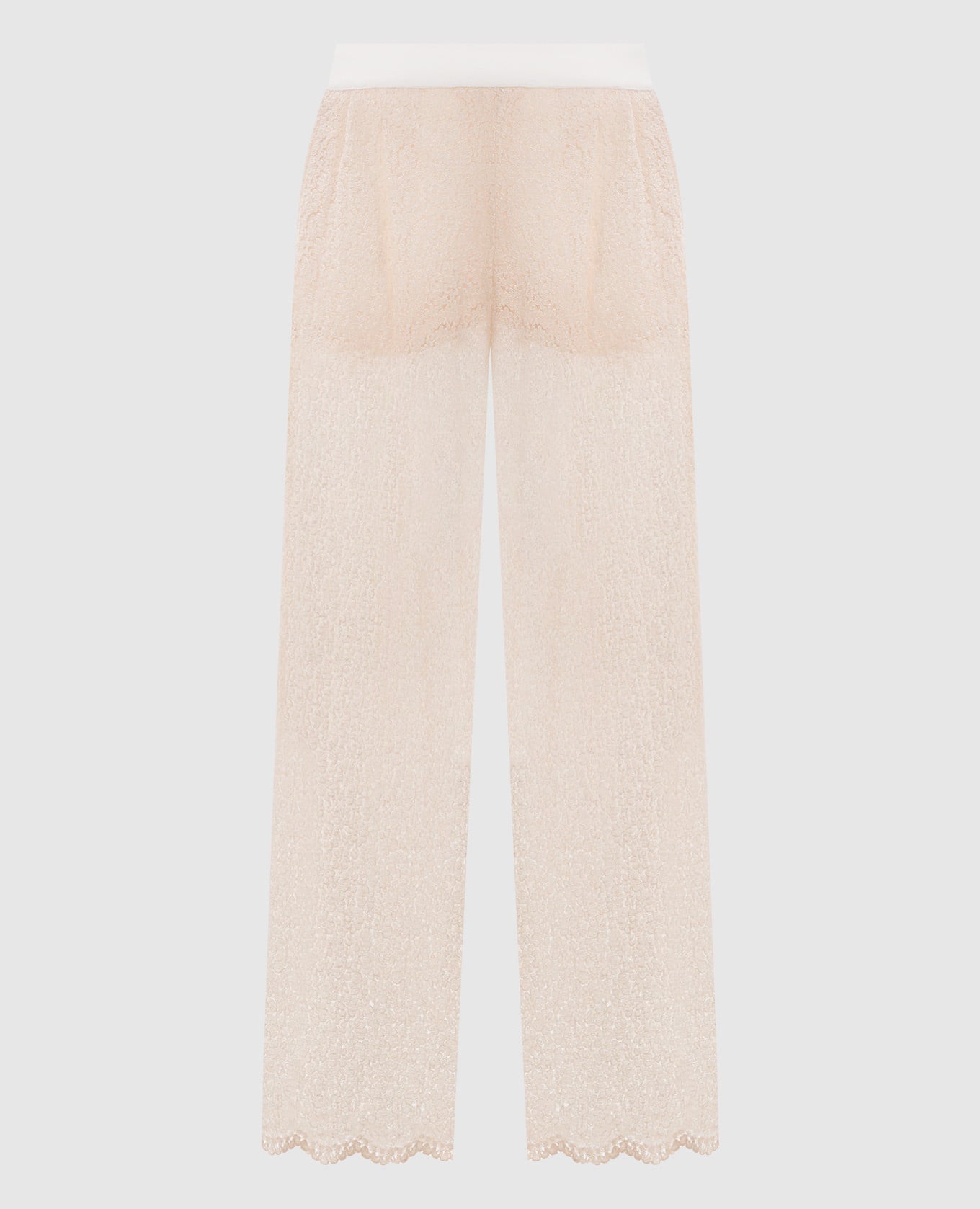 Бежевые брюки из кружева