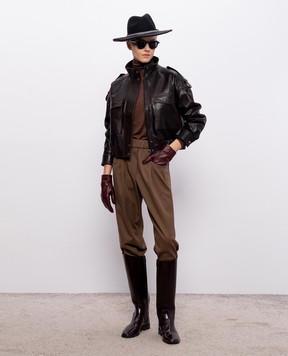 Brunello Cucinelli Коричневий гольф з кашеміром та шовком з люрексом M41800063P