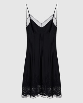 Ermanno Scervino Чорна сукня із шовку з мереживом D482Q321APVKX